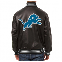 Detroit Lions Varsity Black Leather Jacket